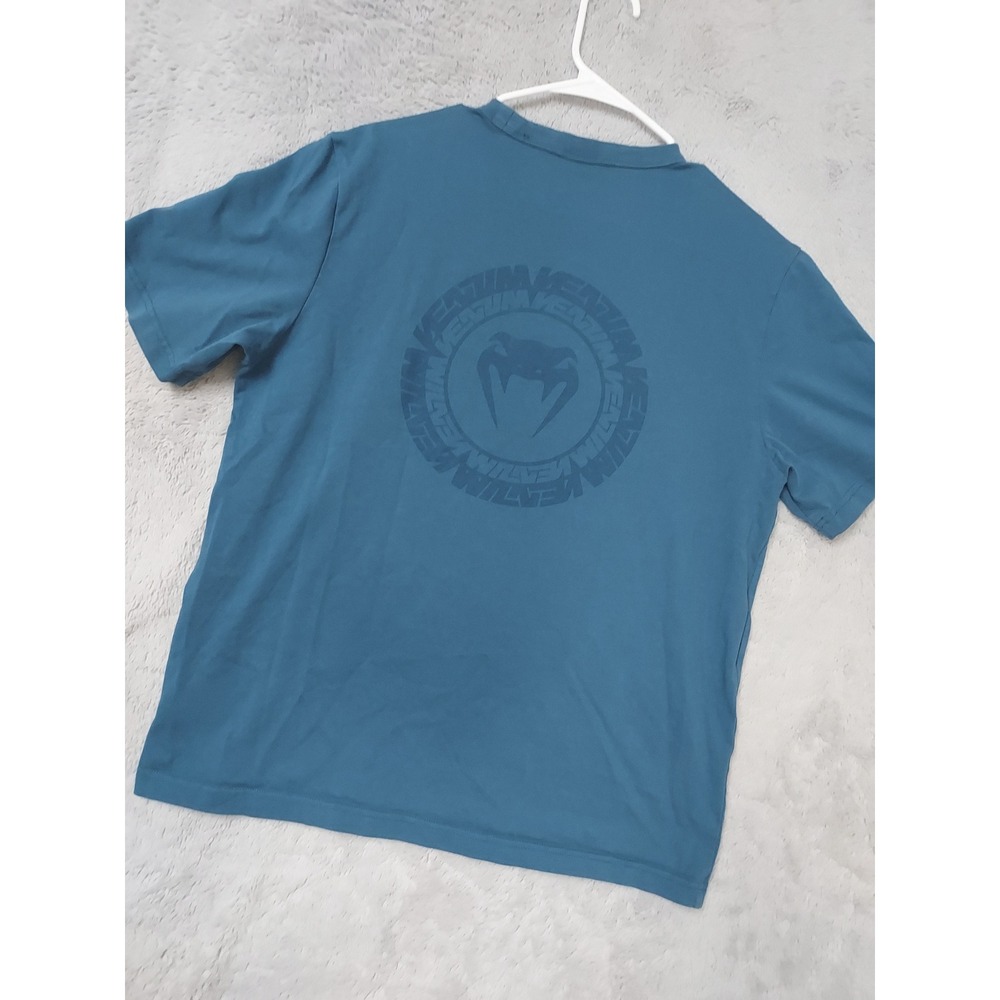 Venum Shirt Mens Large MMA Training Graphic Teal Blue UFC Graphic Print Cotton
